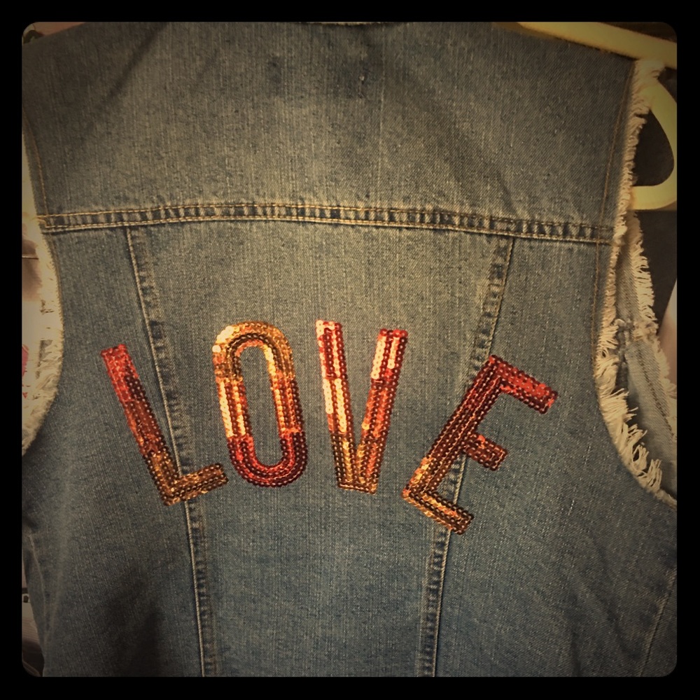 New sequin denim vest